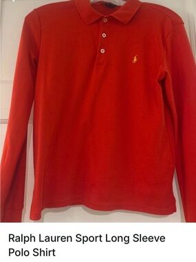 Ralph Lauren Long-Sleeve Polo Shirt - Red with Yellow Logo